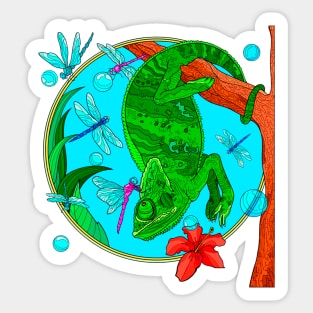 chameleon house dragonflies Sticker